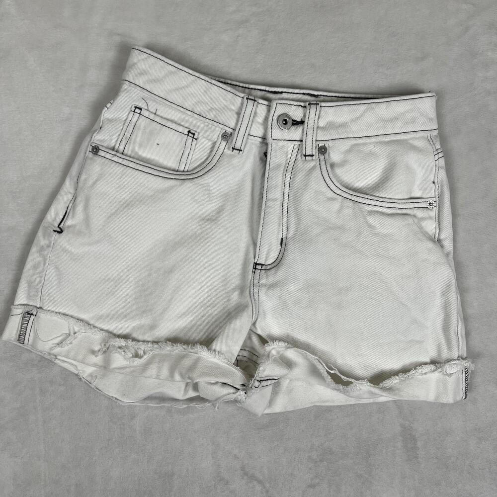 Vans Denim Shorts Womens 25 White High Rise Cutoff Raw Hem Casual Summer